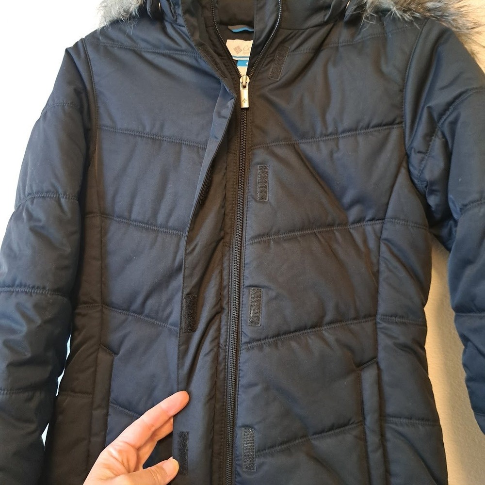 Columbia Womens Black Quilted Puffer Jacket Faux Fur Trim Hood Small RN69724 - Picture 5 of 7